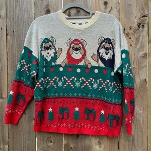 Disney Parks Star Wars Ewok Holiday Pullover Layering Knit Sweater SZ XL Kids